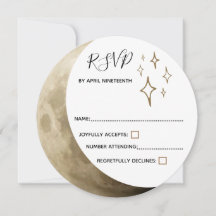 Crescent Moon & Gold Stars Wedding RSVP