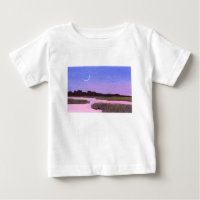 Crescent Moon & Heron Twilight Marsh