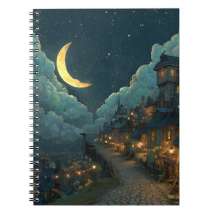 Crescent Moon Lantern Village Notebook