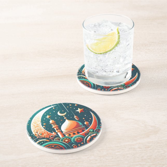 Crescent Moon Mosque Coaster (Side)