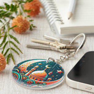 Crescent Moon Mosque Keychain