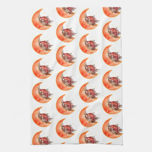 Crescent Moon Mushroom Cottagecore Fungi Mycology Kitchen Towel