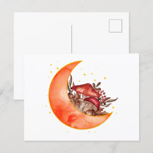 Crescent Moon Mushroom Cottagecore Fungi Mycology Postcard