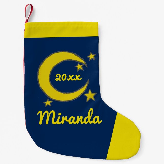 Crescent Moon Night Sky Stars Evening Astronomy Small Christmas Stocking (Front)