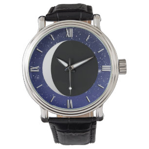 Crescent Moon on a Starry Background Watch
