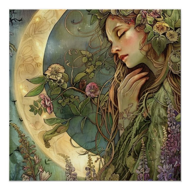 Crescent Moon Ostara Glossy Poster (Front)