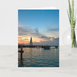 Crescent-Moon-Over-Key-West-Dock - Customized Thank You Card
