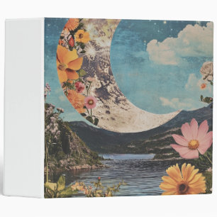 Crescent Moon Over Serene Landscape Binder