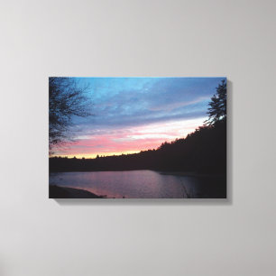Crescent Moon over Walden Pond Canvas Print