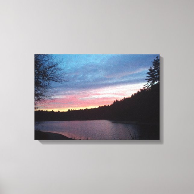 Crescent Moon over Walden Pond Canvas Print (Front)