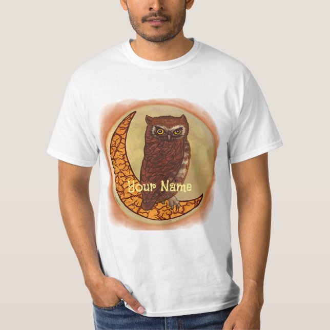 Crescent Moon Owl t-shirts (Front)