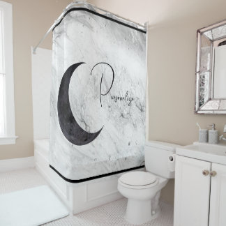 Crescent Moon - Personalized Shower Curtain Marble