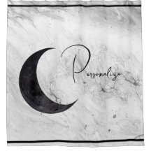 Crescent Moon - Personalized Shower Curtain Marble