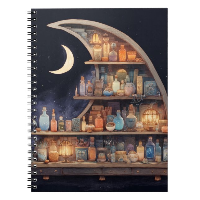 Crescent Moon Potion Shelf Notebook (Front)