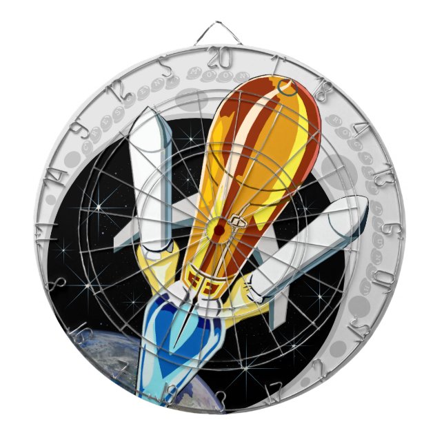 Crescent Moon Rocket Launch "Heavy Lift" Dartboard (Front)