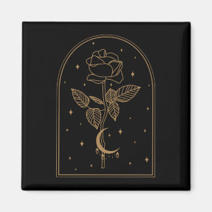 Crescent Moon Rose Occult Witchcraft Wicca Magnet