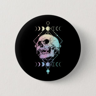 Crescent Moon Skull Occult Witchcraft Pastel Goth 2 Inch Round Button