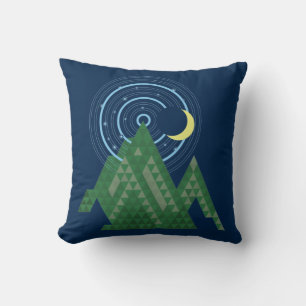 crescent moon sky in the mountain throw pillow