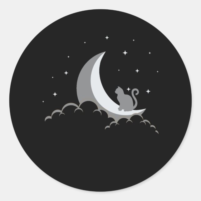 Crescent Moon Spiritual Cat Gothic Pastel Wicca Classic Round Sticker (Front)