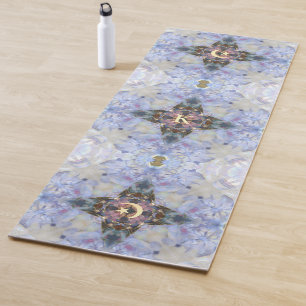Crescent Moon Star, Floral Purple Ice Vibrations Yoga Mat