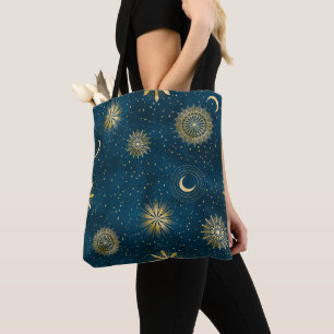 Crescent Moon Starry Night Celestial Tote Bag