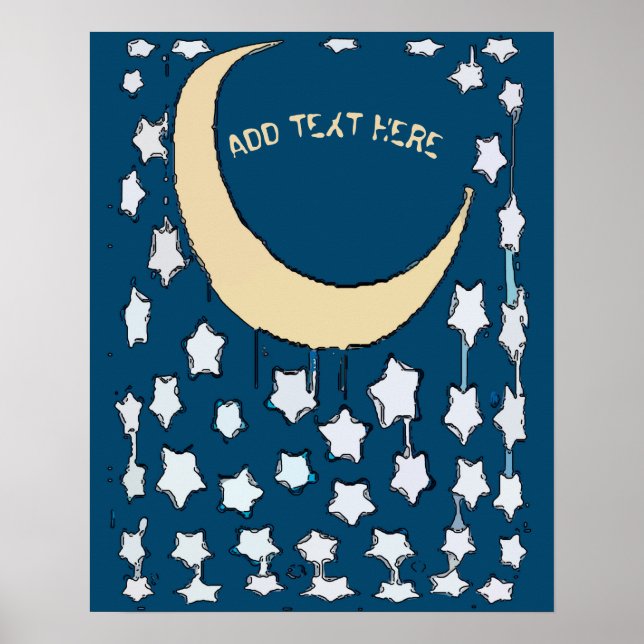 Crescent Moon & Stars, add textPoster Poster (Front)