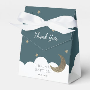 Crescent Moon & Stars Navy Blue Baptism Favour Box