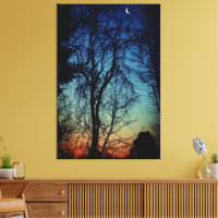Crescent Moon Sunrise Wrapped Canvas Art