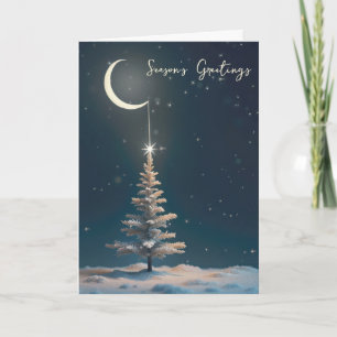 Crescent Moon With a Christmas Star Holiday Card