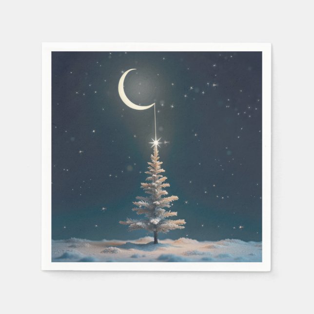 Crescent Moon With a Christmas Star Napkin (Front)