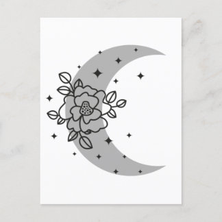 Crescent moon with flower tote bag postcard