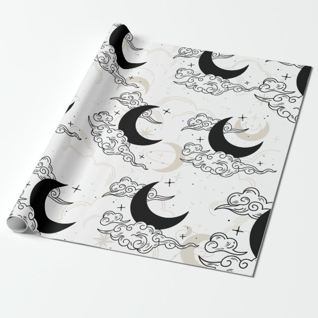 Crescent Moon Wrapping Paper (Unrolled)
