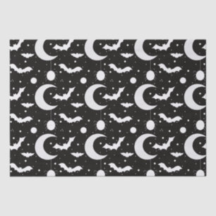 Crescent Moons, Spiders and Bats Black Halloween Tissue Paper