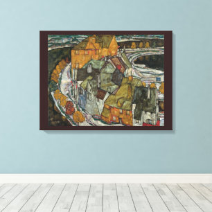 Crescent of Houses II, Island Town by Egon Schiele Canvas Print