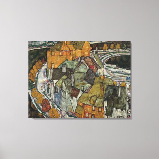 Crescent of Houses II, Island Town by Egon Schiele Canvas Print (Front)