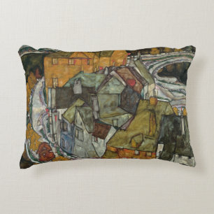Crescent of Houses II, Island Town by Egon Schiele Decorative Pillow