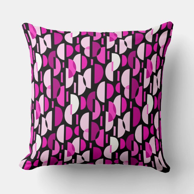 Crescent Pattern 010921 - Magenta Pink Throw Pillow (Front)