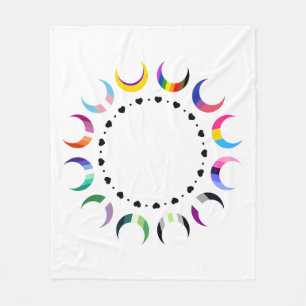 Crescent Pride Moons & Black Hearts Fleece Blanket