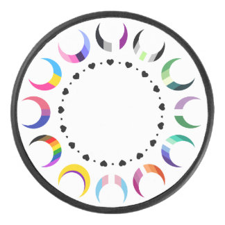 Crescent Pride Moons & Black Hearts Hockey Puck