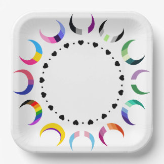 Crescent Pride Moons & Black Hearts Paper Plate