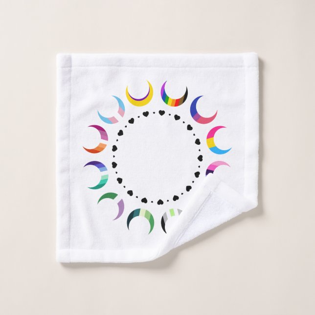 Crescent Pride Moons & Black Hearts Wash Cloth (Wash Cloth)