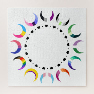 Crescent Pride Moons & Heart Ring Jigsaw Puzzle