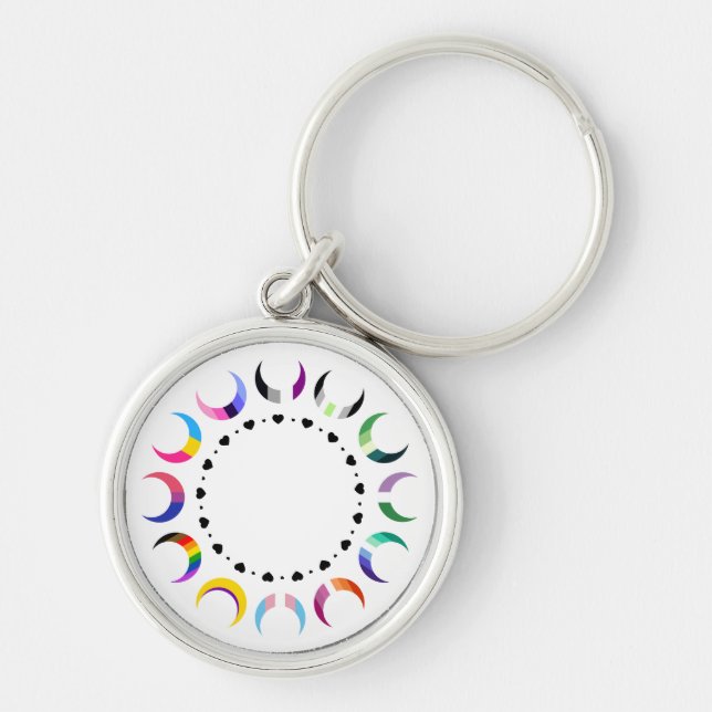  Crescent Pride Moons & Heart Ring  Keychain (Front)