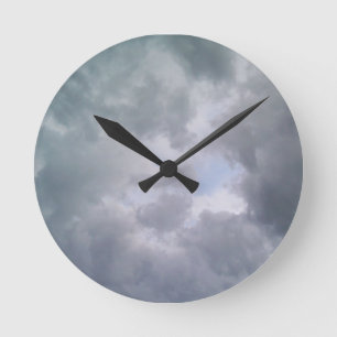 Crescent Shaped Clouds Round Clock