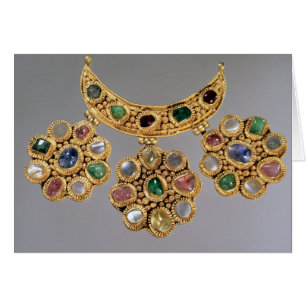 Crescent shaped necklace with pendants