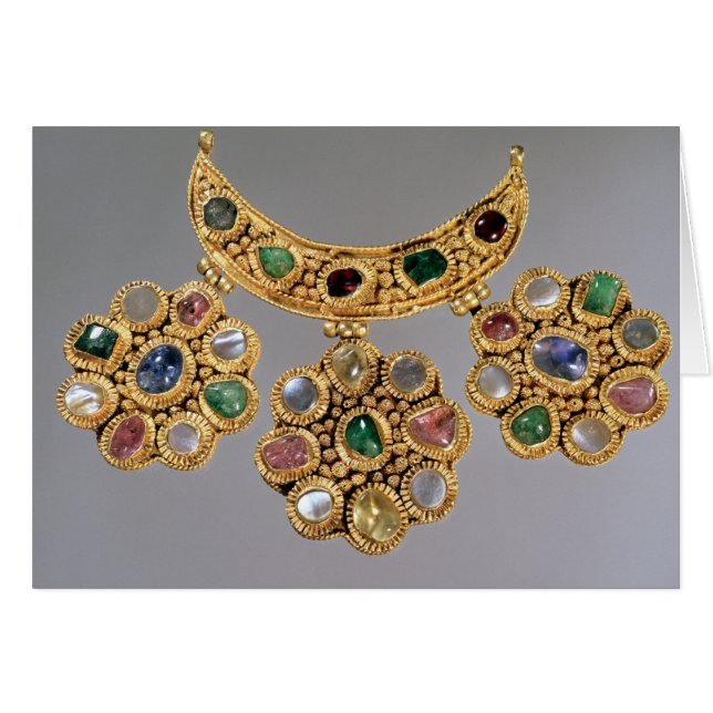Crescent shaped necklace with pendants (Front Horizontal)