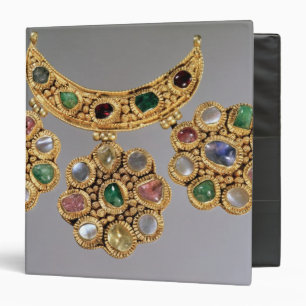 Crescent shaped necklace with pendants binder