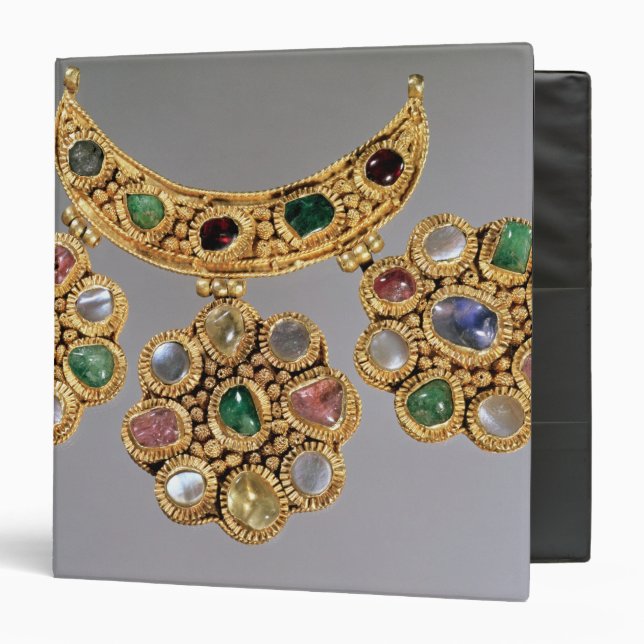 Crescent shaped necklace with pendants binder (Front/Inside)