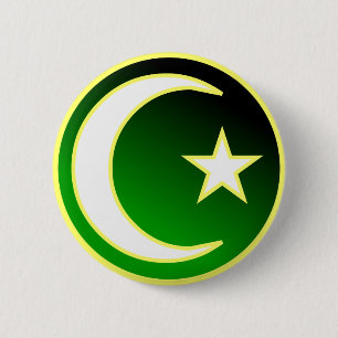 Crescent  & Star of Islam 2 Inch Round Button