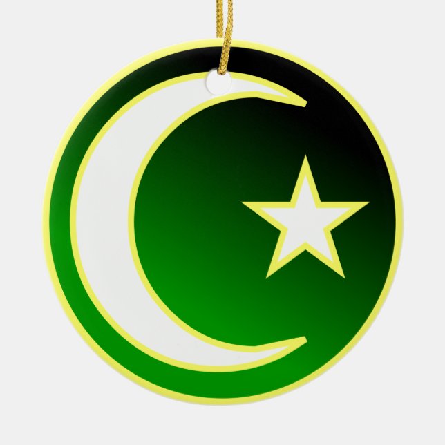 Crescent  & Star of Islam Ceramic Ornament (Front)